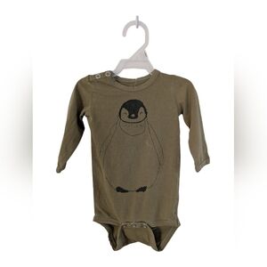 Iglo + Indi Olive Green Penguin Print Kids Onesie